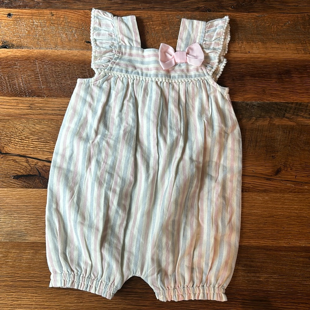 Rare Editions Striped Bubble infant Romper 9 month